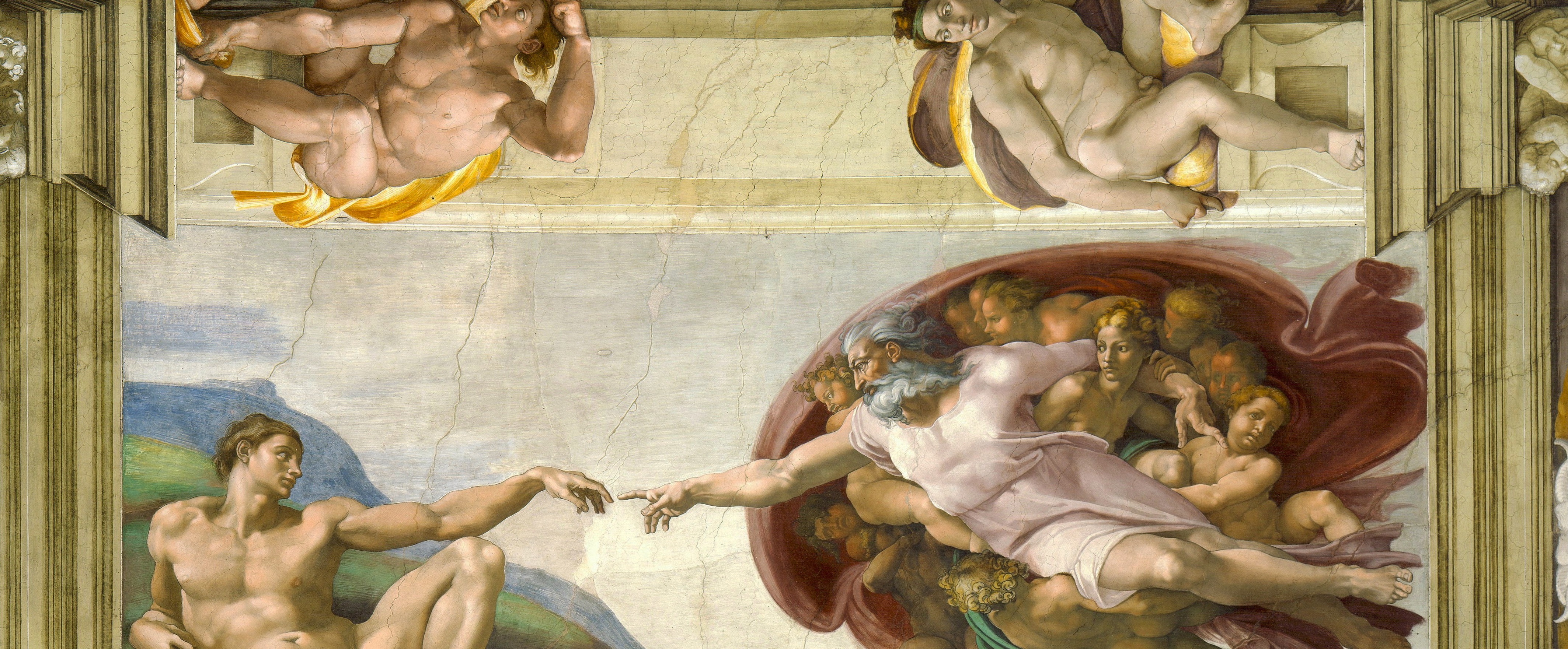 Michelangelo’s The Creation of Adam on the ceiling of the Sistine Chapel in Rome is one of the most famous artworks of the Renaissance. (Image via Wikipedia) 